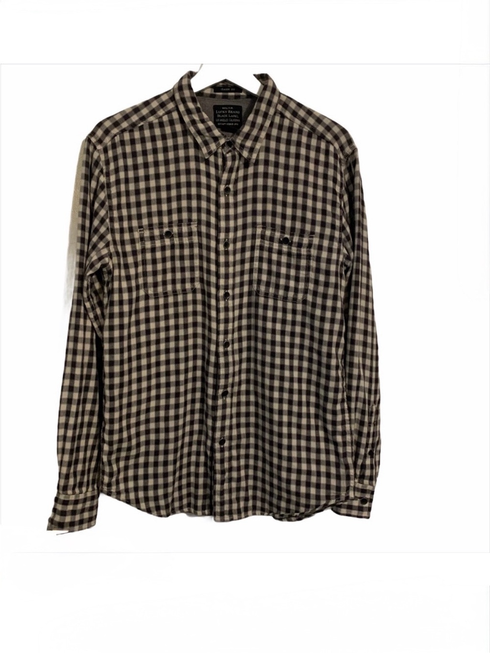 Lucky Brand Mens black label M gingham button up shirt
Classic fit